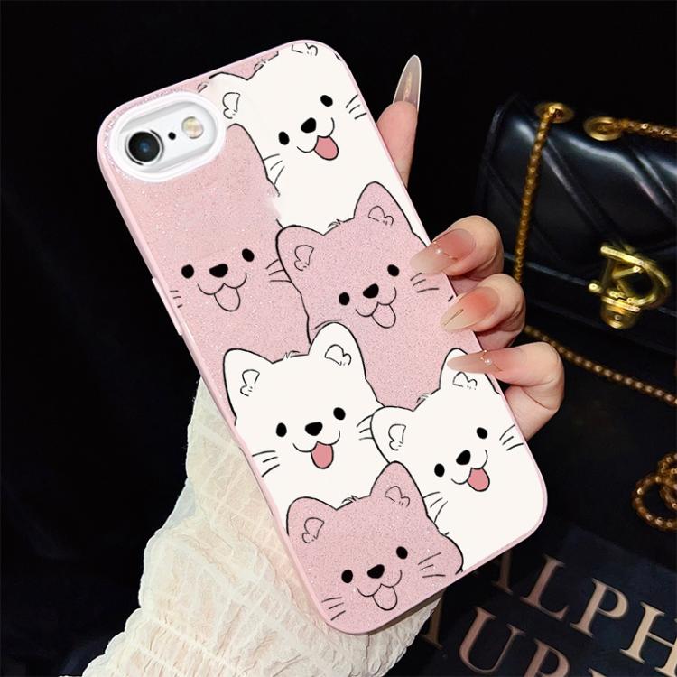 Custodia per telefono ibrida IMD in PC e TPU con motivo cucciolo lingua di fuori e glitter., For iPhone 8 Plus / 7 Plus, For iPhone 6 Plus / 6s Plus, For iPhone 6 / 6s