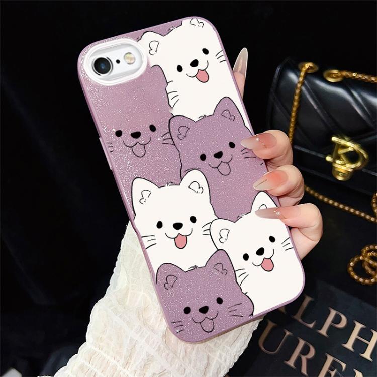 Custodia per telefono ibrida IMD in PC e TPU con motivo cucciolo lingua di fuori e glitter., For iPhone 8 Plus / 7 Plus, For iPhone 6 Plus / 6s Plus, For iPhone 6 / 6s