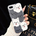 Custodia per telefono ibrida IMD in PC e TPU con motivo cucciolo lingua di fuori e glitter., For iPhone 8 Plus / 7 Plus, For iPhone 6 Plus / 6s Plus, For iPhone 6 / 6s