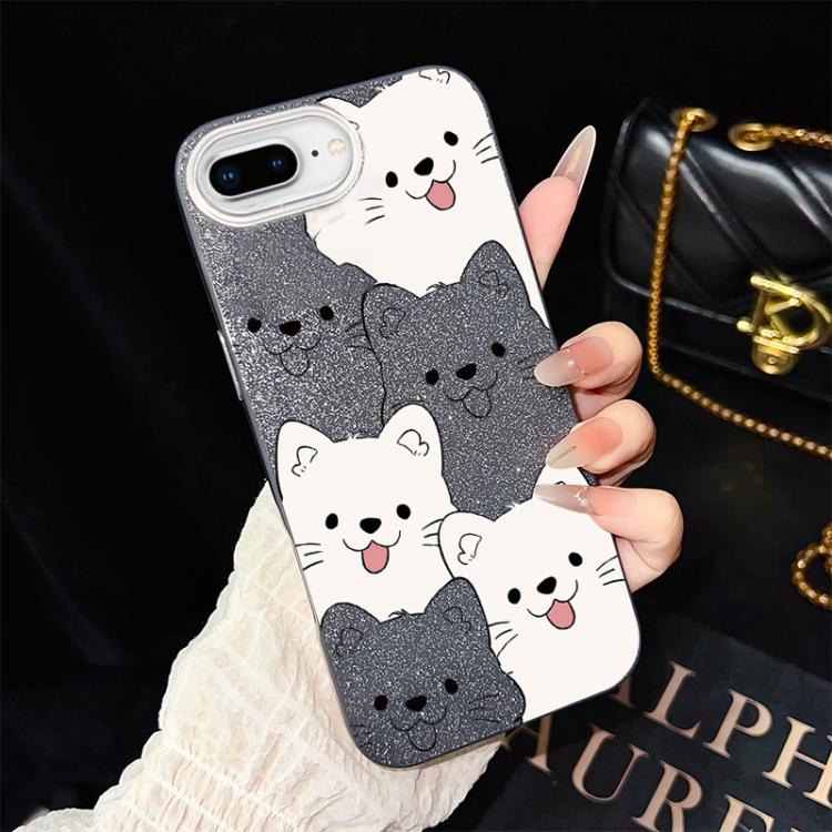 Custodia per telefono ibrida IMD in PC e TPU con motivo cucciolo lingua di fuori e glitter., For iPhone 8 Plus / 7 Plus, For iPhone 6 Plus / 6s Plus, For iPhone 6 / 6s
