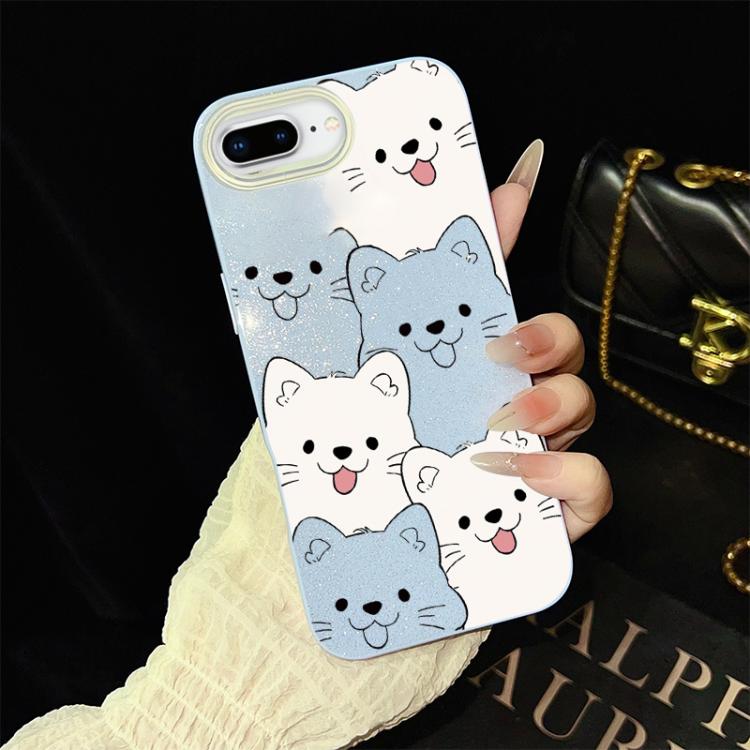 Custodia per telefono ibrida IMD in PC e TPU con motivo cucciolo lingua di fuori e glitter., For iPhone 8 Plus / 7 Plus, For iPhone 6 Plus / 6s Plus, For iPhone 6 / 6s