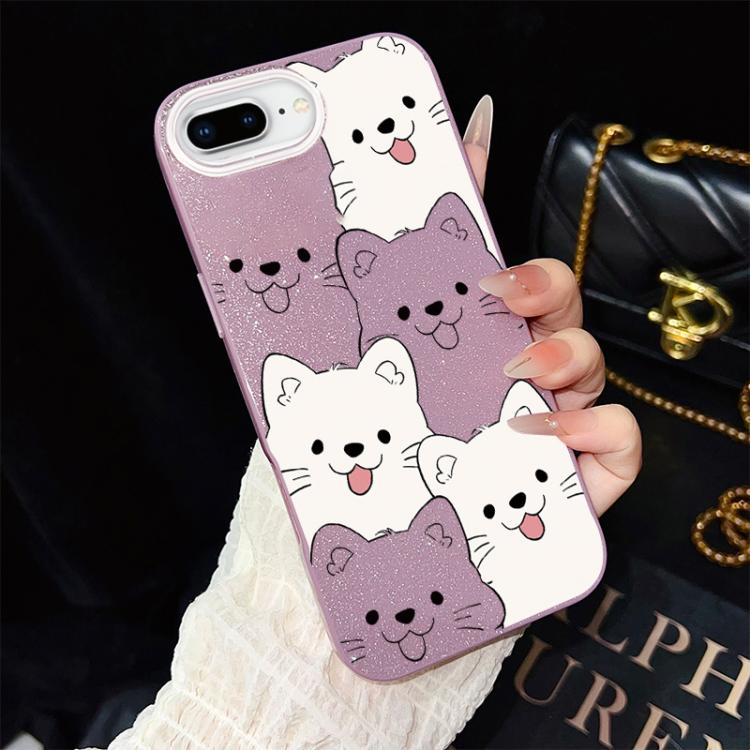 Custodia per telefono ibrida IMD in PC e TPU con motivo cucciolo lingua di fuori e glitter., For iPhone 8 Plus / 7 Plus, For iPhone 6 Plus / 6s Plus, For iPhone 6 / 6s