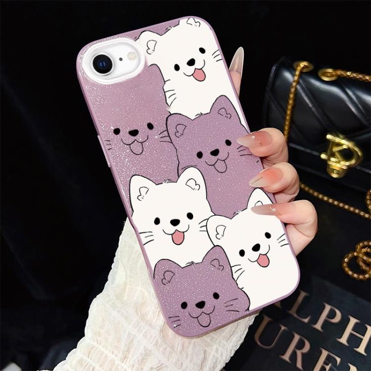 Custodia per telefono ibrida IMD in PC e TPU con motivo cucciolo lingua di fuori e glitter., For iPhone 15, For iPhone 14 Plus, For iPhone 14, For iPhone 14 Pro, For iPhone 14 Pro Max, For iPhone SE 2022 / SE 2020