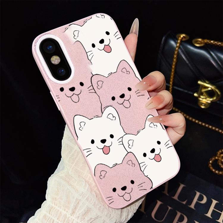 Custodia per telefono ibrida IMD in PC e TPU con motivo cucciolo lingua di fuori e glitter., For iPhone 11 Pro Max, For iPhone 11, For iPhone 11 Pro, For iPhone XS / X, For iPhone XR, For iPhone XS Max