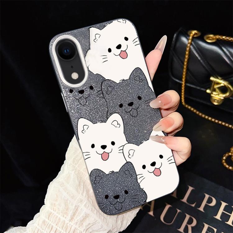 Custodia per telefono ibrida IMD in PC e TPU con motivo cucciolo lingua di fuori e glitter., For iPhone 11 Pro Max, For iPhone 11, For iPhone 11 Pro, For iPhone XS / X, For iPhone XR, For iPhone XS Max