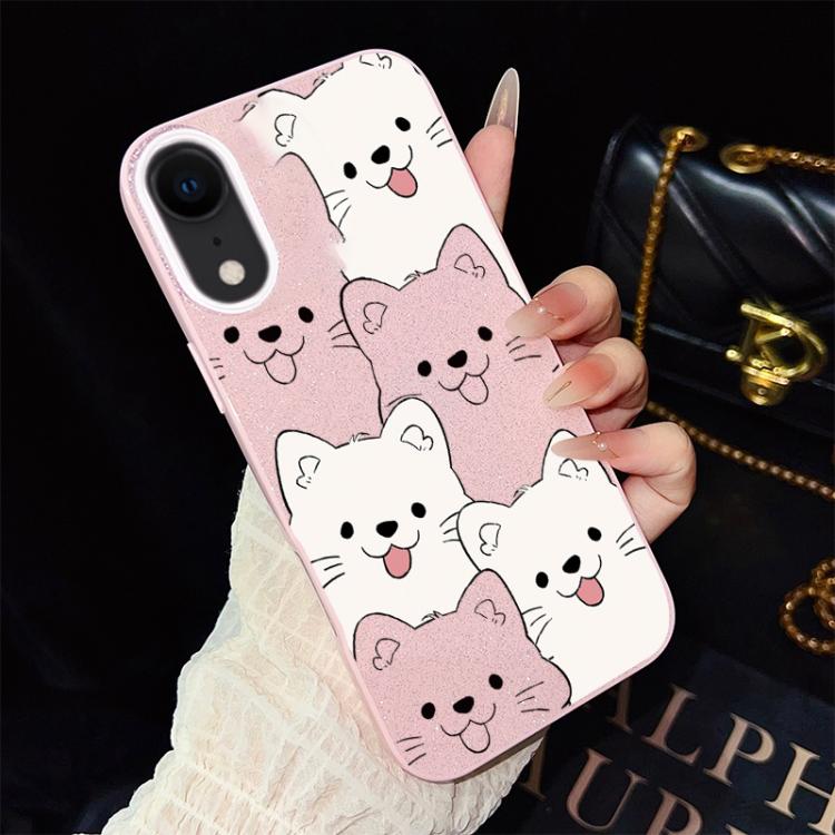 Custodia per telefono ibrida IMD in PC e TPU con motivo cucciolo lingua di fuori e glitter., For iPhone 11 Pro Max, For iPhone 11, For iPhone 11 Pro, For iPhone XS / X, For iPhone XR, For iPhone XS Max