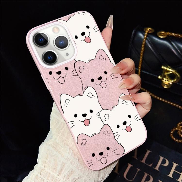 Custodia per telefono ibrida IMD in PC e TPU con motivo cucciolo lingua di fuori e glitter., For iPhone 11 Pro Max, For iPhone 11, For iPhone 11 Pro, For iPhone XS / X, For iPhone XR, For iPhone XS Max