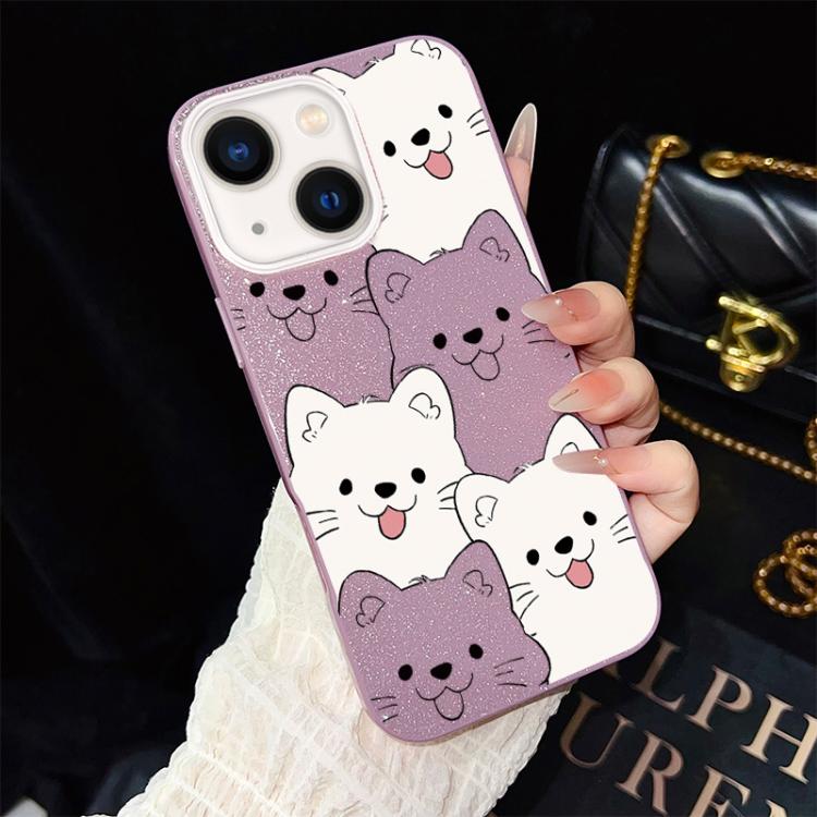 Custodia per telefono ibrida IMD in PC e TPU con motivo cucciolo lingua di fuori e glitter., For iPhone 15, For iPhone 14 Plus, For iPhone 14, For iPhone 14 Pro, For iPhone 14 Pro Max, For iPhone SE 2022 / SE 2020