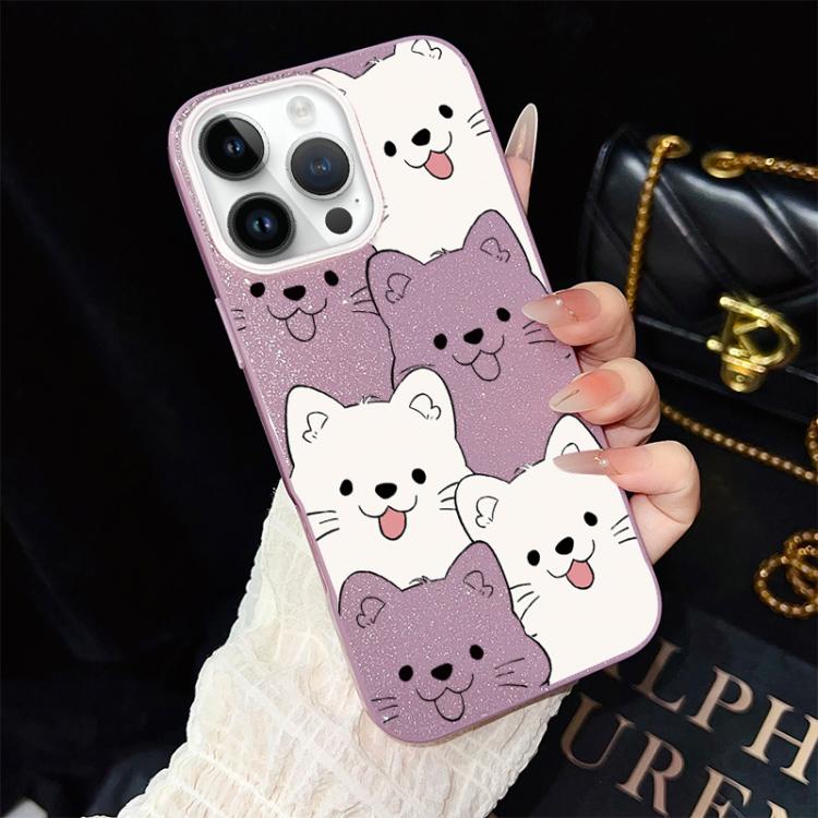 Custodia per telefono ibrida IMD in PC e TPU con motivo cucciolo lingua di fuori e glitter., For iPhone 15, For iPhone 14 Plus, For iPhone 14, For iPhone 14 Pro, For iPhone 14 Pro Max, For iPhone SE 2022 / SE 2020