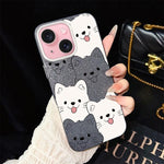 Custodia per telefono ibrida IMD in PC e TPU con motivo cucciolo lingua di fuori e glitter., For iPhone 15, For iPhone 14 Plus, For iPhone 14, For iPhone 14 Pro, For iPhone 14 Pro Max, For iPhone SE 2022 / SE 2020
