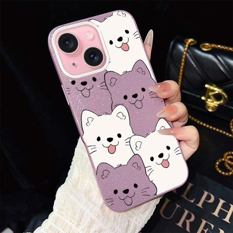 Custodia per telefono ibrida IMD in PC e TPU con motivo cucciolo lingua di fuori e glitter., For iPhone 15, For iPhone 14 Plus, For iPhone 14, For iPhone 14 Pro, For iPhone 14 Pro Max, For iPhone SE 2022 / SE 2020