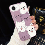 Custodia per telefono ibrida IMD in PC e TPU con motivo cucciolo lingua di fuori e glitter., For iPhone 17e / 16e, For iPhone 17 Pro Max, For iPhone 17 Pro, For iPhone 17, For iPhone Air, For iPhone 16 Pro Max