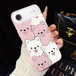 Custodia per telefono ibrida IMD in PC e TPU con motivo cucciolo lingua di fuori e glitter., For iPhone 17e / 16e, For iPhone 17 Pro Max, For iPhone 17 Pro, For iPhone 17, For iPhone Air, For iPhone 16 Pro Max