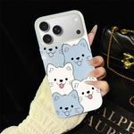 Custodia per telefono ibrida IMD in PC e TPU con motivo cucciolo lingua di fuori e glitter., For iPhone 17e / 16e, For iPhone 17 Pro Max, For iPhone 17 Pro, For iPhone 17, For iPhone Air, For iPhone 16 Pro Max