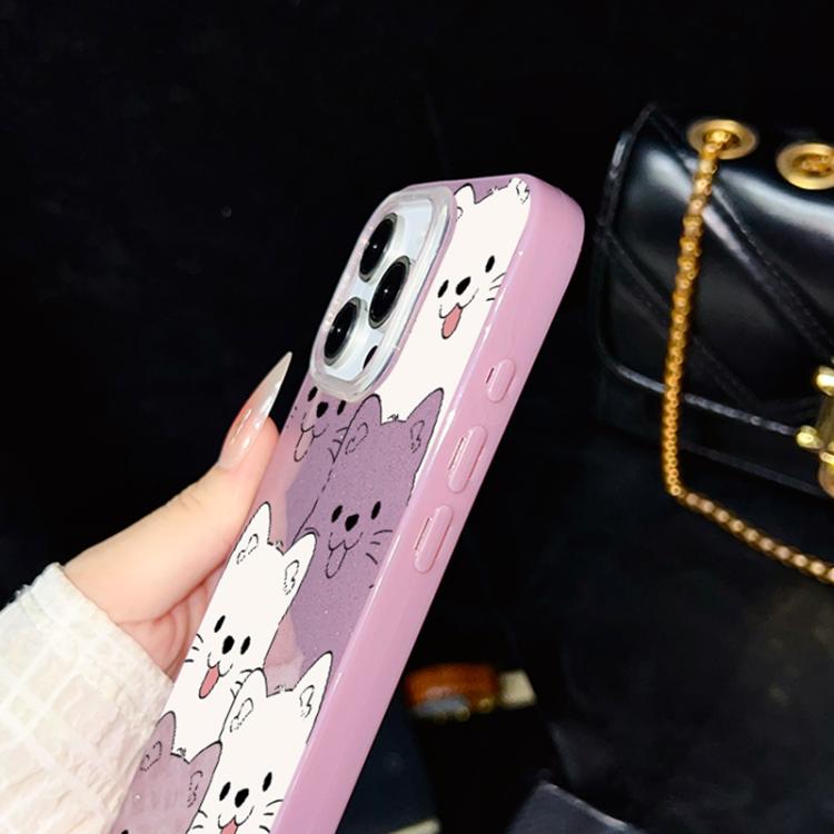 Custodia per telefono ibrida IMD in PC e TPU con motivo cucciolo lingua di fuori e glitter., For iPhone 11 Pro Max, For iPhone 11, For iPhone 11 Pro, For iPhone XS / X, For iPhone XR, For iPhone XS Max