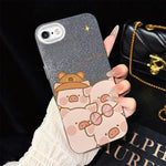 Custodia per telefono ibrida in PC e TPU con glitter IMD e motivo maialino rosa., For iPhone 8 Plus / 7 Plus, For iPhone 6 Plus / 6s Plus, For iPhone 6 / 6s