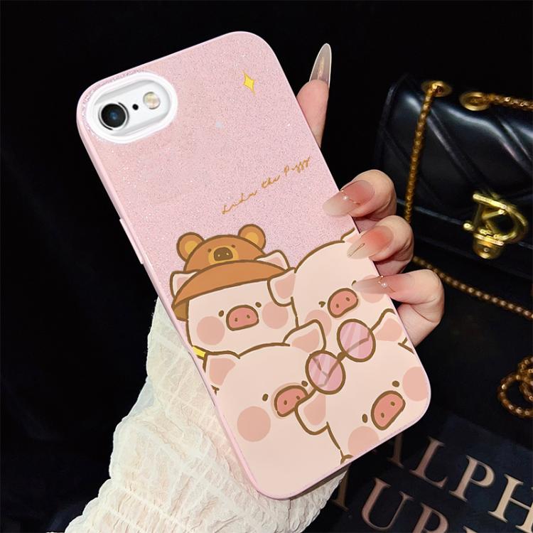 Custodia per telefono ibrida in PC e TPU con glitter IMD e motivo maialino rosa., For iPhone 8 Plus / 7 Plus, For iPhone 6 Plus / 6s Plus, For iPhone 6 / 6s