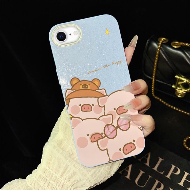 Custodia per telefono ibrida in PC e TPU con glitter IMD e motivo maialino rosa., For iPhone 15, For iPhone 14 Plus, For iPhone 14, For iPhone 14 Pro, For iPhone 14 Pro Max, For iPhone SE 2022 / SE 2020