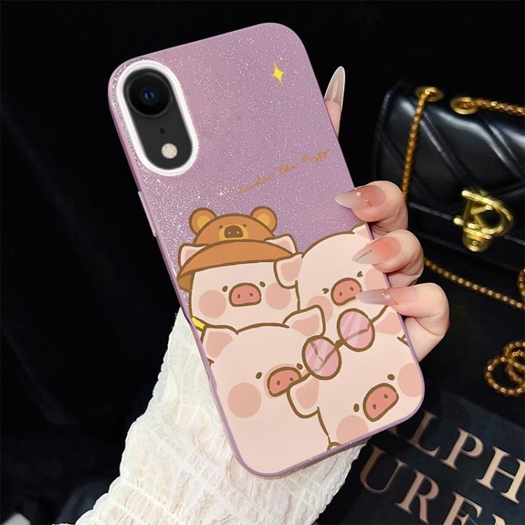 Custodia per telefono ibrida in PC e TPU con glitter IMD e motivo maialino rosa., For iPhone 11 Pro Max, For iPhone 11, For iPhone 11 Pro, For iPhone XS / X, For iPhone XR, For iPhone XS Max