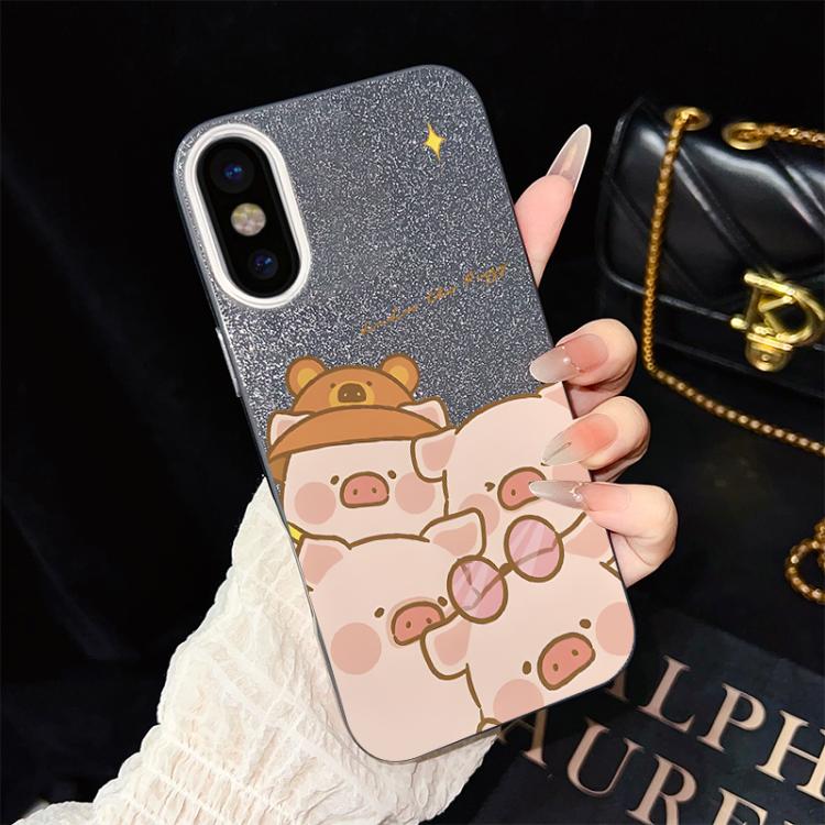 Custodia per telefono ibrida in PC e TPU con glitter IMD e motivo maialino rosa., For iPhone 11 Pro Max, For iPhone 11, For iPhone 11 Pro, For iPhone XS / X, For iPhone XR, For iPhone XS Max