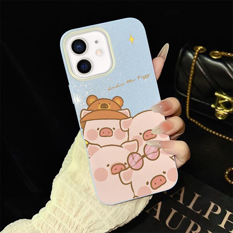 Custodia per telefono ibrida in PC e TPU con glitter IMD e motivo maialino rosa., For iPhone 11 Pro Max, For iPhone 11, For iPhone 11 Pro, For iPhone XS / X, For iPhone XR, For iPhone XS Max