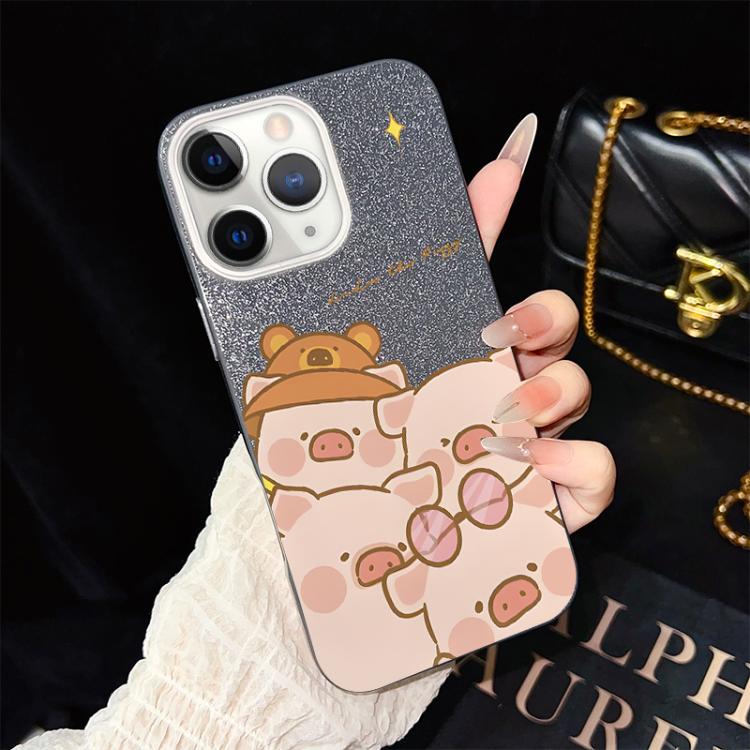 Custodia per telefono ibrida in PC e TPU con glitter IMD e motivo maialino rosa., For iPhone 11 Pro Max, For iPhone 11, For iPhone 11 Pro, For iPhone XS / X, For iPhone XR, For iPhone XS Max