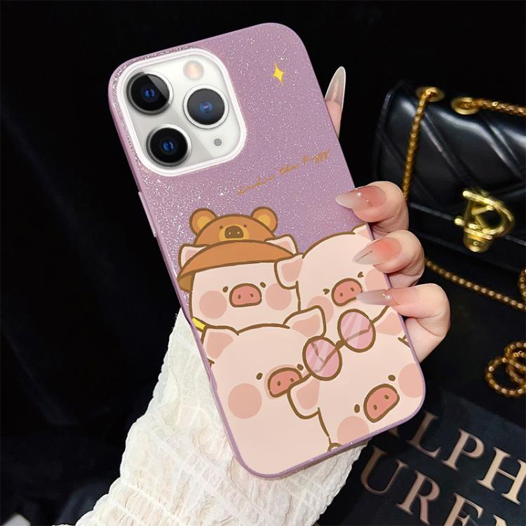 Custodia per telefono ibrida in PC e TPU con glitter IMD e motivo maialino rosa., For iPhone 11 Pro Max, For iPhone 11, For iPhone 11 Pro, For iPhone XS / X, For iPhone XR, For iPhone XS Max