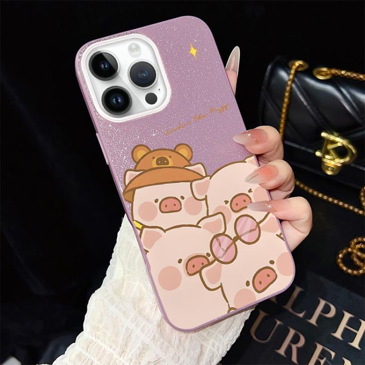 Custodia per telefono ibrida in PC e TPU con glitter IMD e motivo maialino rosa., For iPhone 13 Pro Max, For iPhone 13 Pro, For iPhone 13, For iPhone 12, For iPhone 12 Pro Max, For iPhone 12 Pro