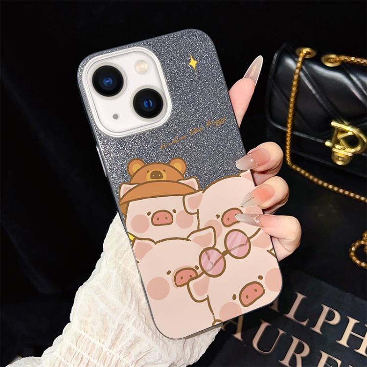 Custodia per telefono ibrida in PC e TPU con glitter IMD e motivo maialino rosa., For iPhone 13 Pro Max, For iPhone 13 Pro, For iPhone 13, For iPhone 12, For iPhone 12 Pro Max, For iPhone 12 Pro