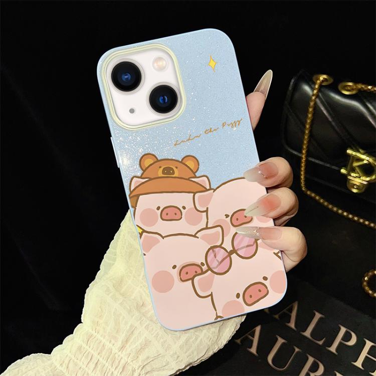 Custodia per telefono ibrida in PC e TPU con glitter IMD e motivo maialino rosa., For iPhone 13 Pro Max, For iPhone 13 Pro, For iPhone 13, For iPhone 12, For iPhone 12 Pro Max, For iPhone 12 Pro