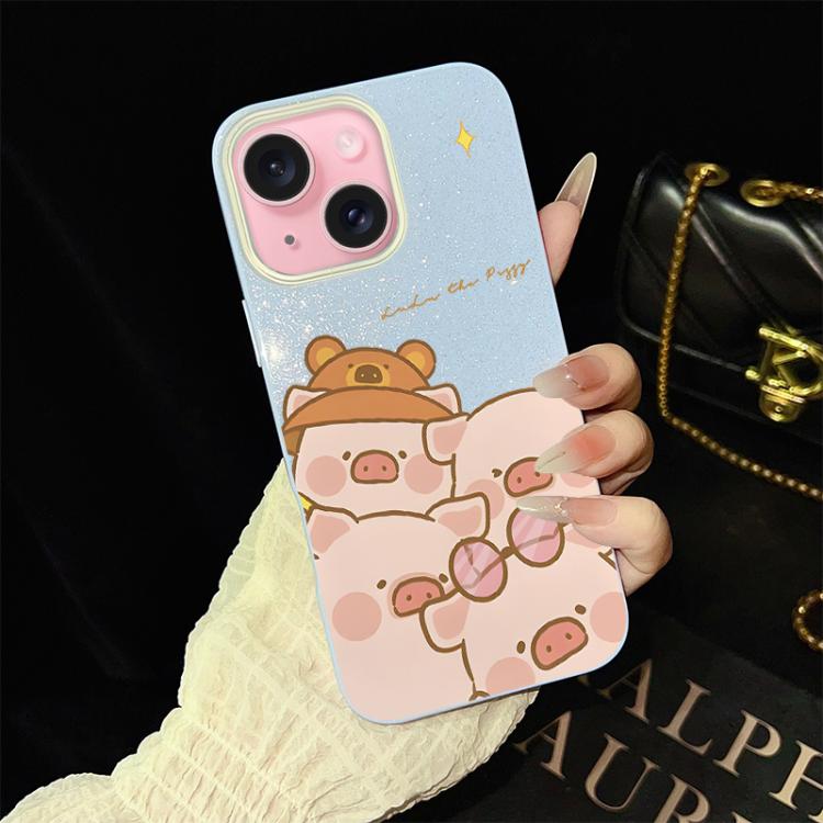 Custodia per telefono ibrida in PC e TPU con glitter IMD e motivo maialino rosa., For iPhone 15, For iPhone 14 Plus, For iPhone 14, For iPhone 14 Pro, For iPhone 14 Pro Max, For iPhone SE 2022 / SE 2020