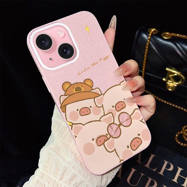 Custodia per telefono ibrida in PC e TPU con glitter IMD e motivo maialino rosa., For iPhone 15, For iPhone 14 Plus, For iPhone 14, For iPhone 14 Pro, For iPhone 14 Pro Max, For iPhone SE 2022 / SE 2020