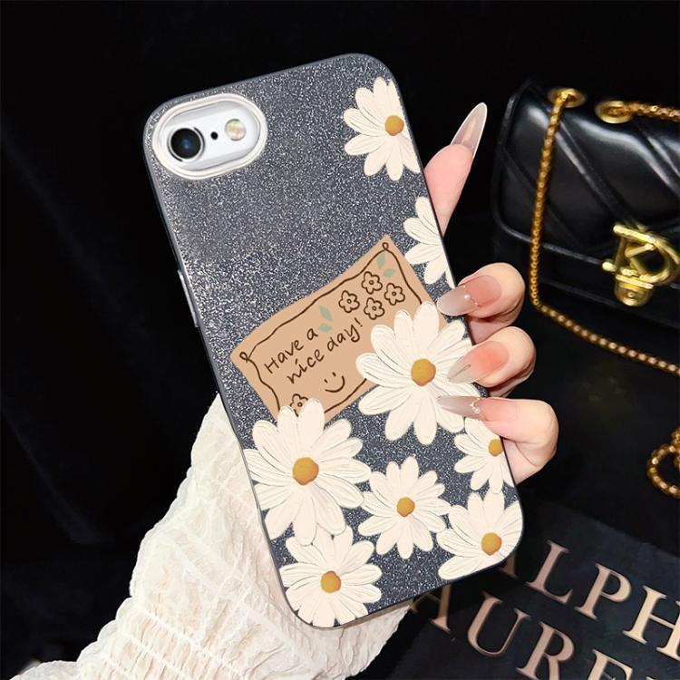 Custodia per telefono ibrida in PC e TPU con motivo crisantemo e glitter IMD., For iPhone 8 Plus / 7 Plus, For iPhone 6 Plus / 6s Plus, For iPhone 6 / 6s