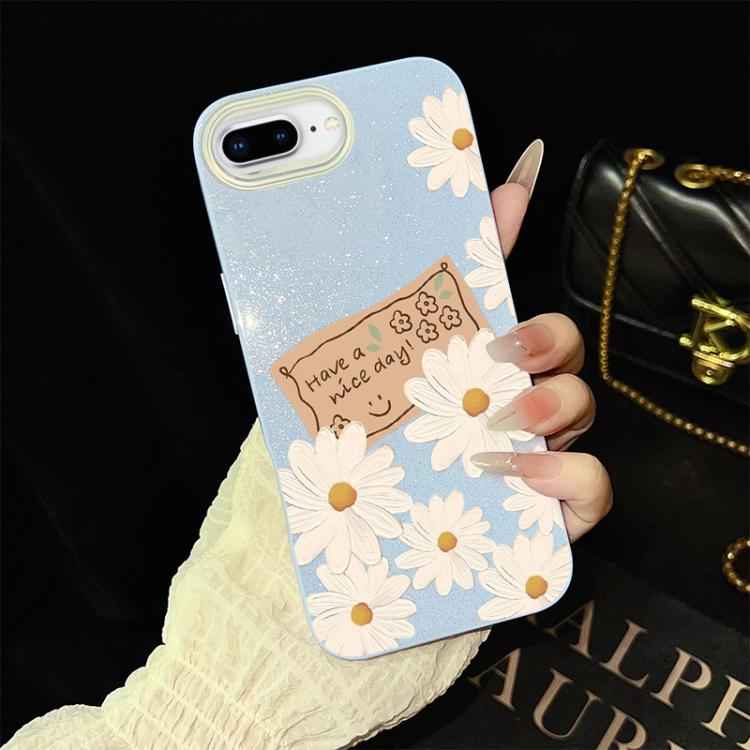 Custodia per telefono ibrida in PC e TPU con motivo crisantemo e glitter IMD., For iPhone 8 Plus / 7 Plus, For iPhone 6 Plus / 6s Plus, For iPhone 6 / 6s