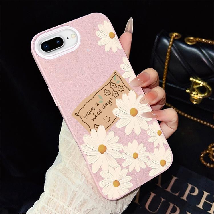 Custodia per telefono ibrida in PC e TPU con motivo crisantemo e glitter IMD., For iPhone 8 Plus / 7 Plus, For iPhone 6 Plus / 6s Plus, For iPhone 6 / 6s