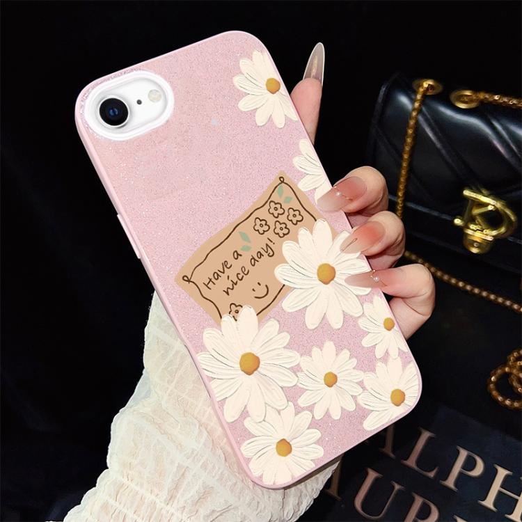 Custodia per telefono ibrida in PC e TPU con motivo crisantemo e glitter IMD., For iPhone 15, For iPhone 14 Plus, For iPhone 14, For iPhone 14 Pro, For iPhone 14 Pro Max, For iPhone SE 2022 / SE 2020