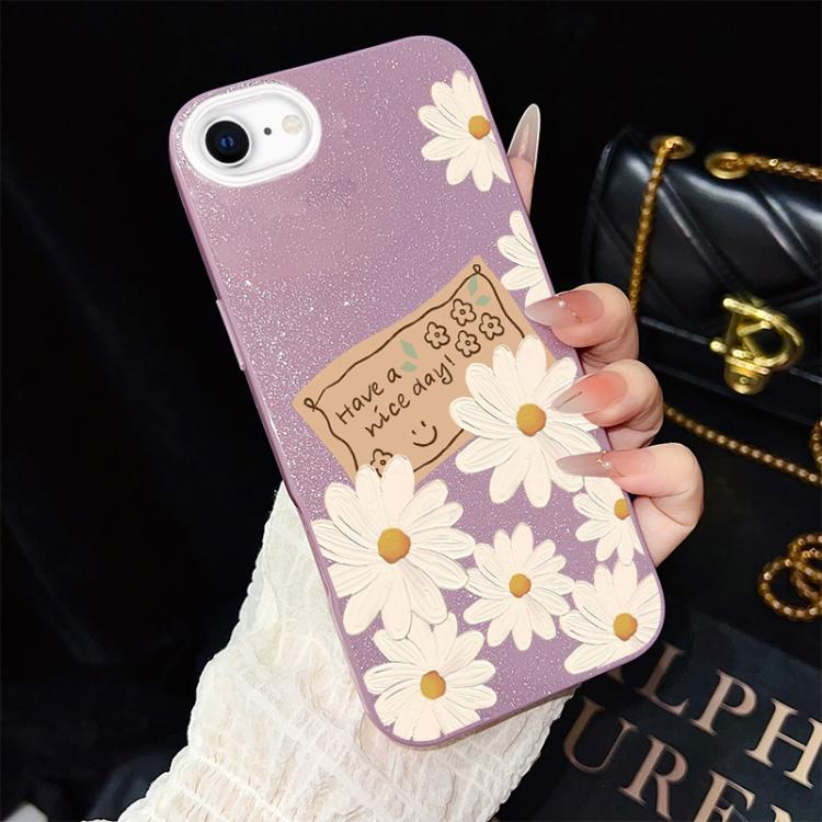 Custodia per telefono ibrida in PC e TPU con motivo crisantemo e glitter IMD., For iPhone 15, For iPhone 14 Plus, For iPhone 14, For iPhone 14 Pro, For iPhone 14 Pro Max, For iPhone SE 2022 / SE 2020