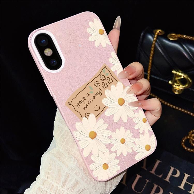Custodia per telefono ibrida in PC e TPU con motivo crisantemo e glitter IMD., For iPhone 11 Pro Max, For iPhone 11, For iPhone 11 Pro, For iPhone XS / X, For iPhone XR, For iPhone XS Max