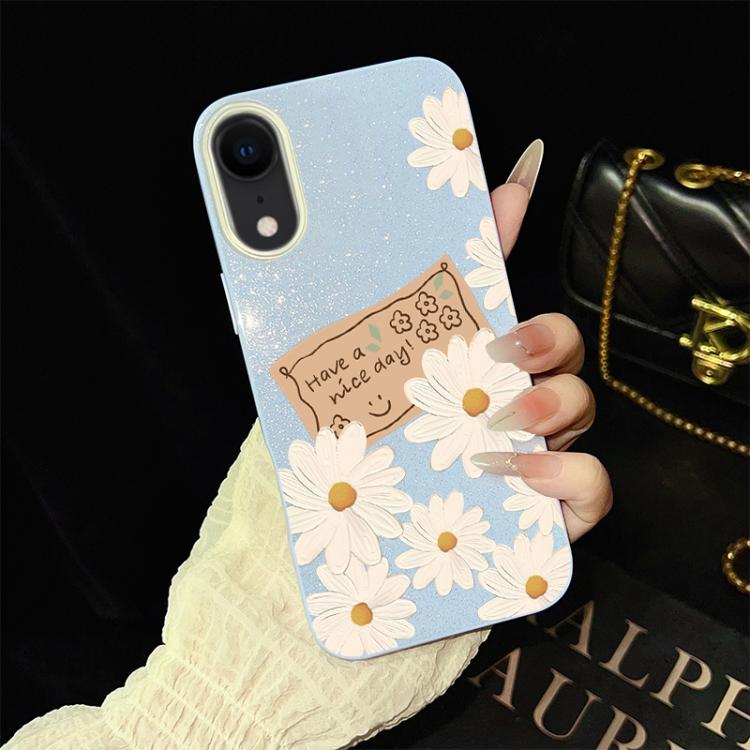 Custodia per telefono ibrida in PC e TPU con motivo crisantemo e glitter IMD., For iPhone 11 Pro Max, For iPhone 11, For iPhone 11 Pro, For iPhone XS / X, For iPhone XR, For iPhone XS Max