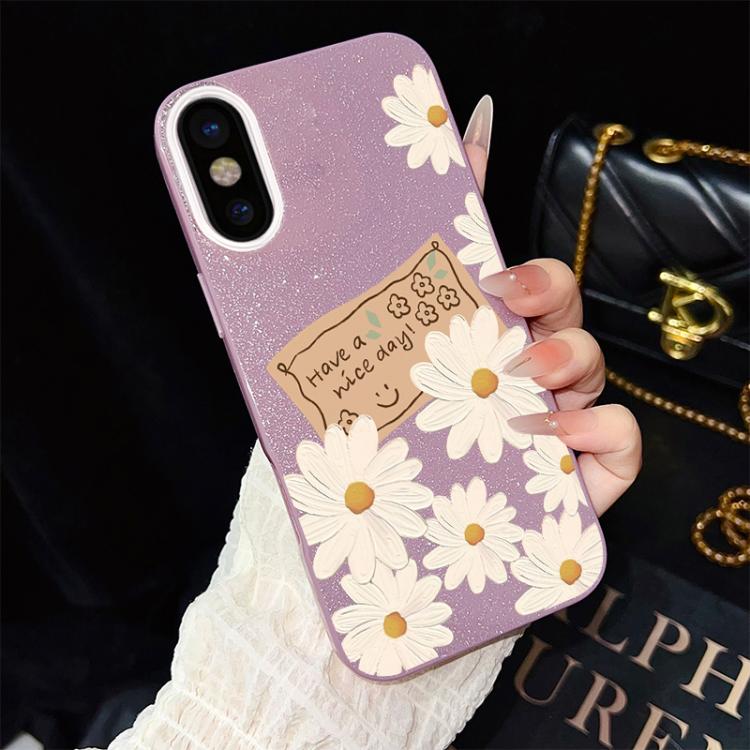 Custodia per telefono ibrida in PC e TPU con motivo crisantemo e glitter IMD., For iPhone 11 Pro Max, For iPhone 11, For iPhone 11 Pro, For iPhone XS / X, For iPhone XR, For iPhone XS Max