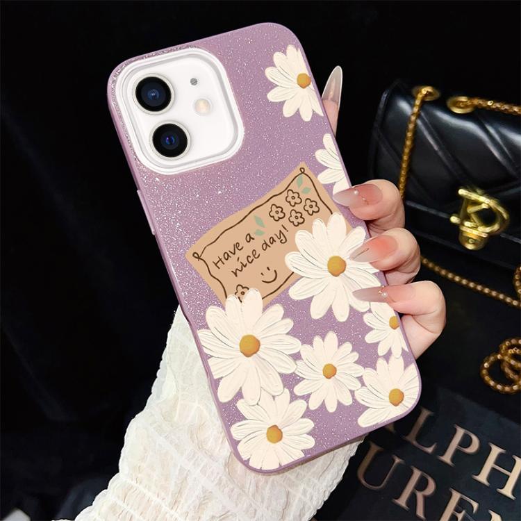 Custodia per telefono ibrida in PC e TPU con motivo crisantemo e glitter IMD., For iPhone 11 Pro Max, For iPhone 11, For iPhone 11 Pro, For iPhone XS / X, For iPhone XR, For iPhone XS Max