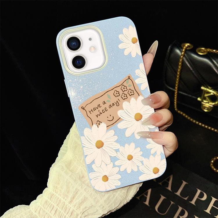 Custodia per telefono ibrida in PC e TPU con motivo crisantemo e glitter IMD., For iPhone 13 Pro Max, For iPhone 13 Pro, For iPhone 13, For iPhone 12, For iPhone 12 Pro Max, For iPhone 12 Pro