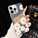 Custodia per telefono ibrida in PC e TPU con motivo crisantemo e glitter IMD., For iPhone 13 Pro Max, For iPhone 13 Pro, For iPhone 13, For iPhone 12, For iPhone 12 Pro Max, For iPhone 12 Pro