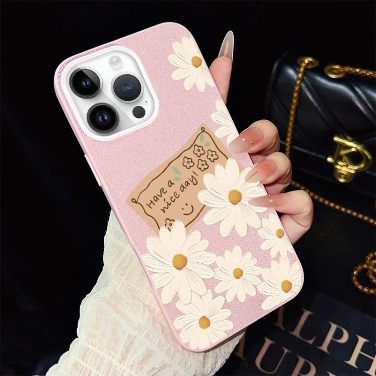 Custodia per telefono ibrida in PC e TPU con motivo crisantemo e glitter IMD., For iPhone 13 Pro Max, For iPhone 13 Pro, For iPhone 13, For iPhone 12, For iPhone 12 Pro Max, For iPhone 12 Pro