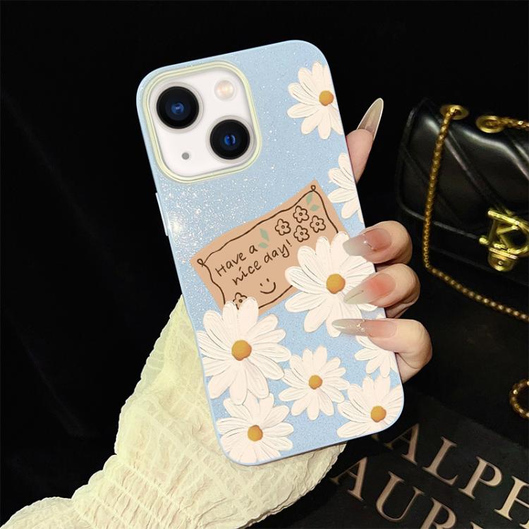 Custodia per telefono ibrida in PC e TPU con motivo crisantemo e glitter IMD., For iPhone 13 Pro Max, For iPhone 13 Pro, For iPhone 13, For iPhone 12, For iPhone 12 Pro Max, For iPhone 12 Pro
