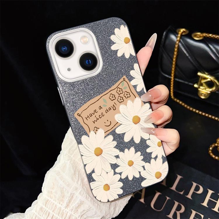 Custodia per telefono ibrida in PC e TPU con motivo crisantemo e glitter IMD., For iPhone 15, For iPhone 14 Plus, For iPhone 14, For iPhone 14 Pro, For iPhone 14 Pro Max, For iPhone SE 2022 / SE 2020