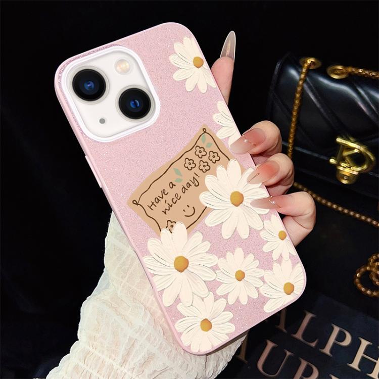 Custodia per telefono ibrida in PC e TPU con motivo crisantemo e glitter IMD., For iPhone 15, For iPhone 14 Plus, For iPhone 14, For iPhone 14 Pro, For iPhone 14 Pro Max, For iPhone SE 2022 / SE 2020
