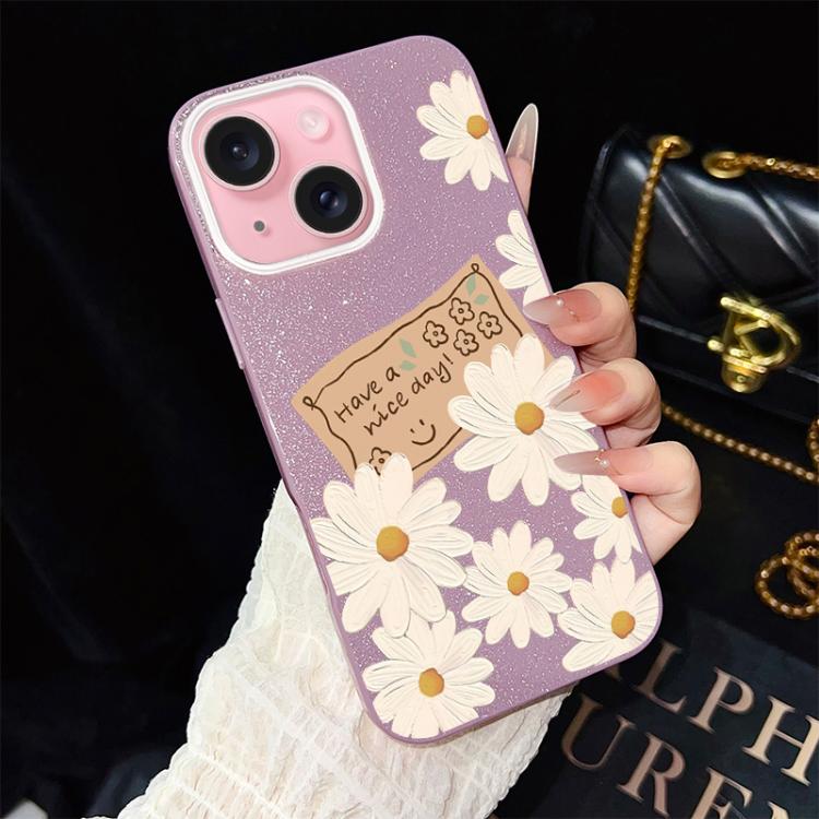 Custodia per telefono ibrida in PC e TPU con motivo crisantemo e glitter IMD., For iPhone 15, For iPhone 14 Plus, For iPhone 14, For iPhone 14 Pro, For iPhone 14 Pro Max, For iPhone SE 2022 / SE 2020