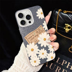 Custodia per telefono ibrida in PC e TPU con motivo crisantemo e glitter IMD., For iPhone 16 Pro, For iPhone 16 Plus, For iPhone 16, For iPhone 15 Pro Max, For iPhone 15 Pro, For iPhone 15 Plus