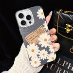 Custodia per telefono ibrida in PC e TPU con motivo crisantemo e glitter IMD., For iPhone 16 Pro, For iPhone 16 Plus, For iPhone 16, For iPhone 15 Pro Max, For iPhone 15 Pro, For iPhone 15 Plus